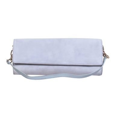 Hobbs - Light Gray Suede Convertible Clutch & Shoulder Bag