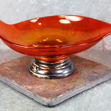 Gorgeous Orange Glass Candy Dish | Footed Bowl | Halloween Decor | Autumn Decor | Vintage Orange Trinket Dish 