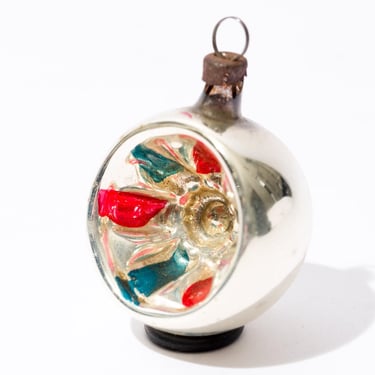 Vintage Christmas Tree Ornament, Glass, Small, Indented 