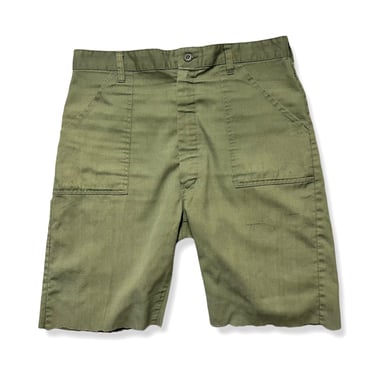 Vintage 1970s US Army OG-507 Shorts ~  measure 34 Waist ~ Field Trousers / Pants ~ Vietnam War ~ Cut Off / Cutoffs 
