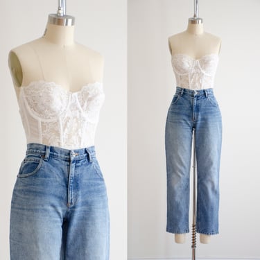 high waisted jeans 90s vintage Carolina Blues faded denim cropped ankle jeans 