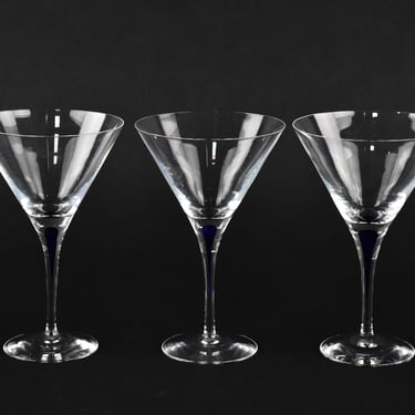 Orrefors Intermezzo Blue Martini Glasses Set of 3 