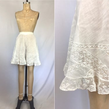 Vintage Edwardian Bloomers | Vintage white batiste cotton tap shorts | 1910's white lace trim knickers 
