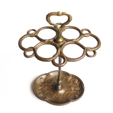 Italian Art Nouveau Style Brass Umbrella Stand, Antique Cane Holder Snakes Grapes Putto Umbrella Holder Floral Motifs Entryway  1930-1950s 