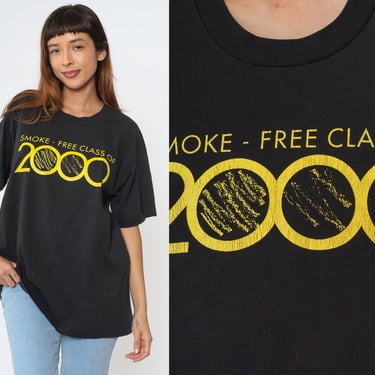 Smoke-Free Class of 2000 Shirt Y2K Graduation Shirt Vintage Retro T Shirt Anti-Smoking Tee 00s Screen Stars Extra Large xl 