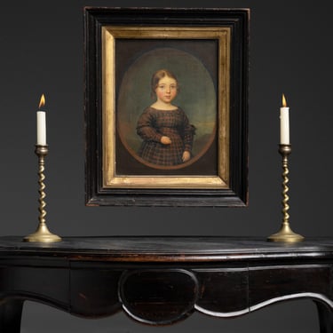 Painting of a Girl / Brass Candlesticks