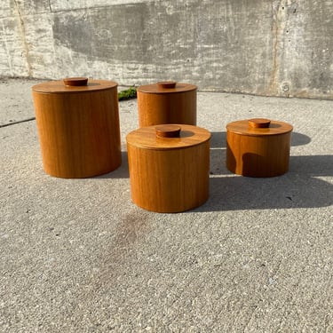 Vintage Otagiri Mercantile Company Teak Canister Set(set of 4) 