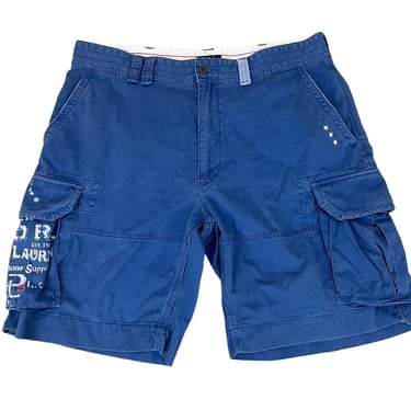 Polo Ralph Lauren Blue Stenciled Cargo Shorts Sz 38