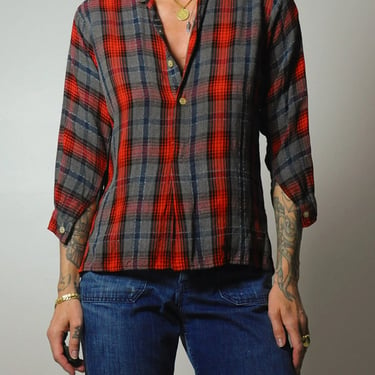 1940's Woven Tartan Plaid Shirt