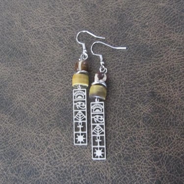 Egyptian African earrings, cartouche earrings, ethnic tribal earrings, hieroglyphic earrings 2 