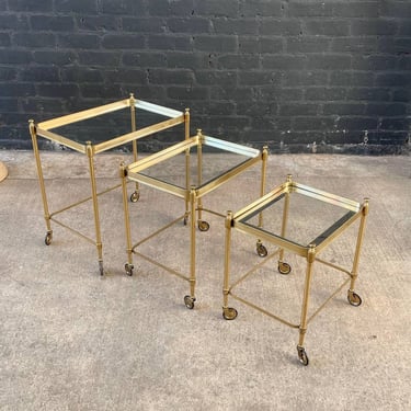 Mid-Century Modern Brass & Glass Nesting / Serving Tables, c.1960’s 