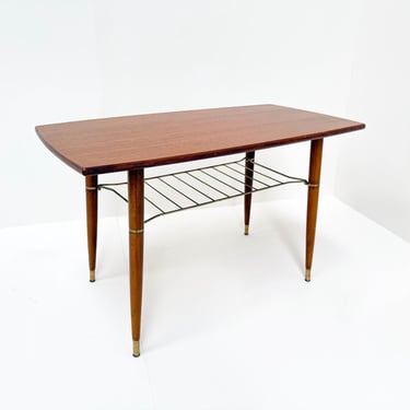 Mid-Century Modern Coffee Table with Brass Details 