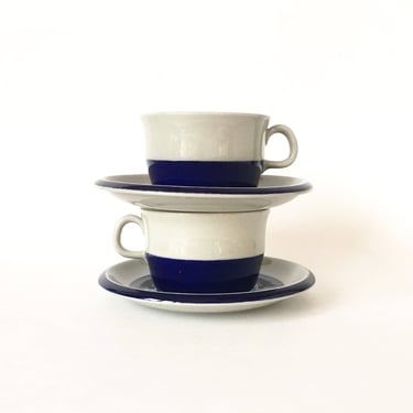 Vintage Rorstrand Handpainted Marianne Westman Cup and Saucer Set of Two (4 Pieces) 