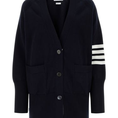 Thom Browne Woman Dark Blue Cotton Oversize Cardigan