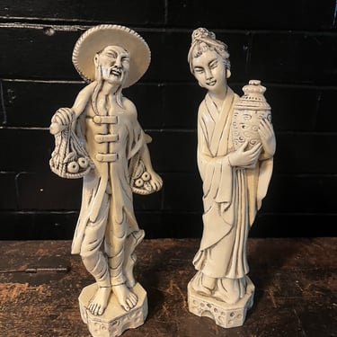 Pair of Asian Figurines/Statues Man and Woman 1960's 