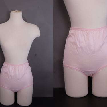 Vintage 90s Nylon Sheer Granny Panty Brief Pink Size 7 Large 