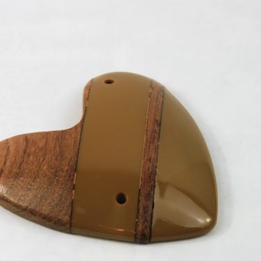 Vintage Bakelite and Wood Floating Heart Pendant 