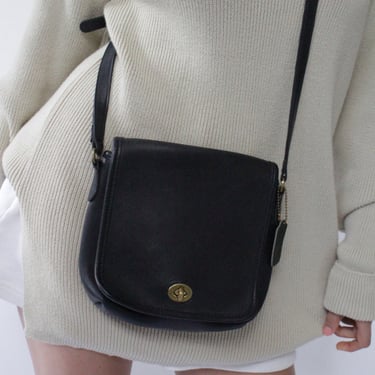 Vintage Jet Black Coach Shoulder Bag