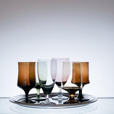 Mismatched Glassware and Crystal Craft Beer, Water Glass Set / Holiday Party / New Years Eve Barware / Gift for Him / Mancave Bar Cart 