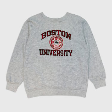 Vintage Boston University Textured Print Sweatshirt