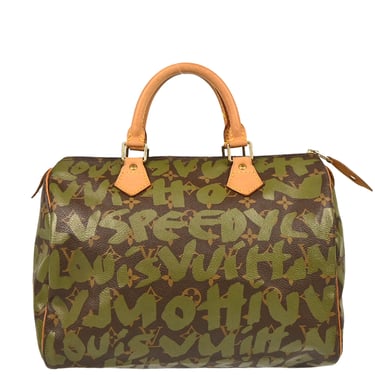 Louis Vuitton 2001 Khaki Monogram Graffiti Speedy 30 Handbag M92194