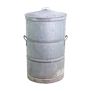 Galvanized Steel Trash Barrel with Handles & Lid