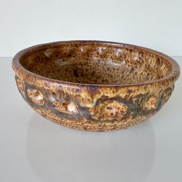 1975 Mid-Century Organic Speckled Glazed Pottery Bowl - Signed Klein 