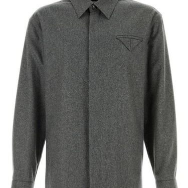 Bottega Veneta Man Grey Flannel Shirt