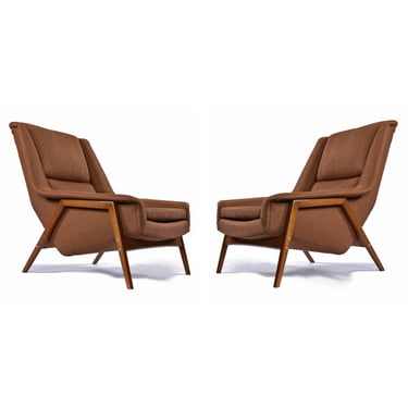 Pair of Restored Folke Ohlsson DUX Profil Brown Mid-Century Modern Lounge Chairs 