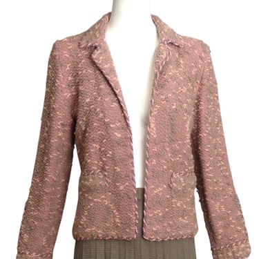 ADOLFO- 1970s Pink & Grey Wool Knit Jacket, Size 8