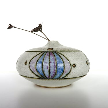 Vintage Studio Ceramic Weed Pot, 90s Postmodern Hand Thown Pottery Onion Vase Signed Turner 