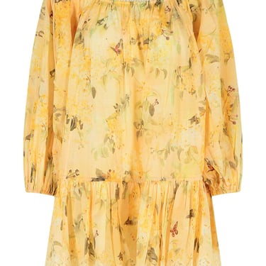 Zimmermann 'Cascadian' Yellow Cotton Mini Dress 'Botanical Flora' Women