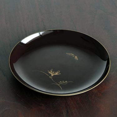 16.5cm / Antique Wooden Plate | Maki-e Drawing Urushi Lacquerware | Japanese Tableware 