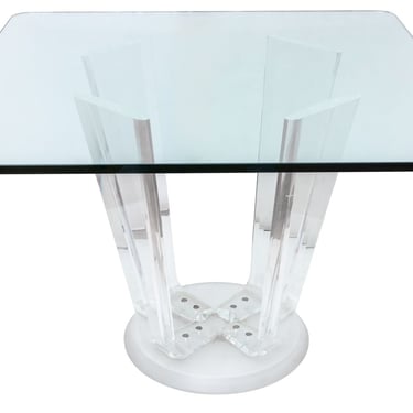Modern Glass-Topped Lucite Dining Table