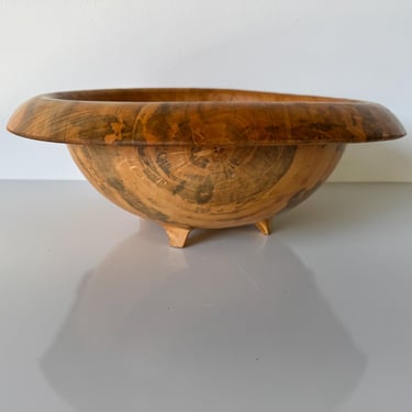 Box Elder Organic Hand-Turned  Wood  Footed Bowl with Natural Grain 