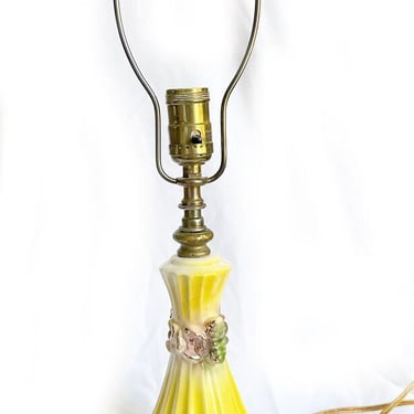 1950's Yellow Ceramic Mid Century Lamp Vintage 