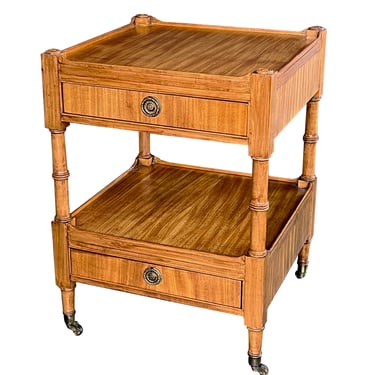 Vintage Baker Furniture Mid-Century 'Milling Road' Golden Mahogany Tiered 2-Drawer Side Table