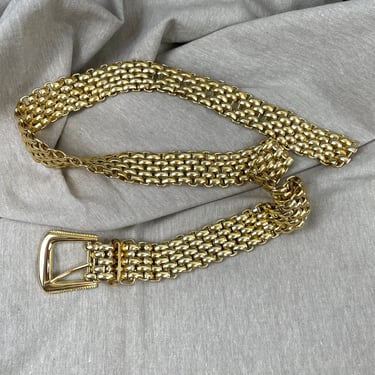 Gold weave link ladies 40" belt - 1980s vintage 