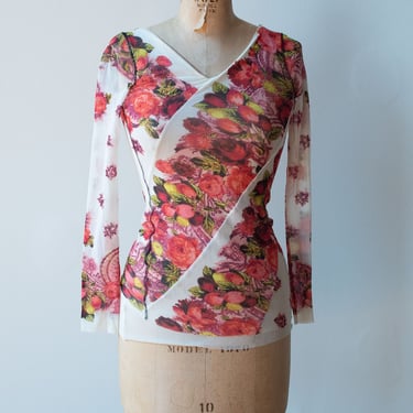 Floral Print Mesh Shirt | Jean Paul Gaultier 