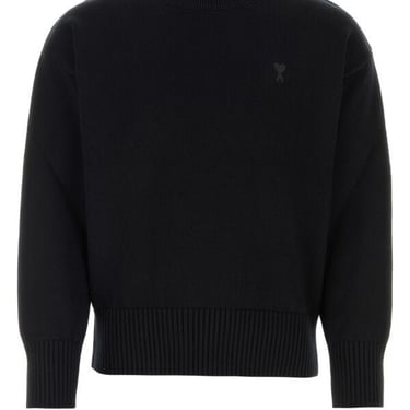 Ami Unisex Black Cotton Blend Sweater