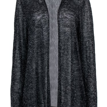 Eileen Fisher - Black & Silver Metallic Thread Linen Blend Cardigan Sz 3X