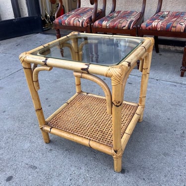Less is More | 1970’s Rattan Table with Cane Shelf