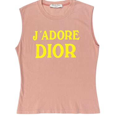 Dior J'Adore Baby Pink + Yellow Logo Tank Top