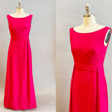 1960s Pink Gown / 1960s Formal Dress / 1960s Linen Gown / Size Small  Medium 