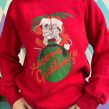 Vintage Seasons Greetings Mouse Graphic Crewneck