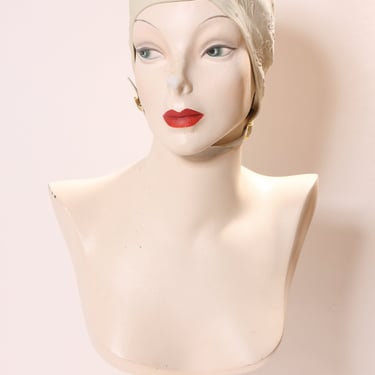 1950s White Rubber Stretchy Floral Swimming Cap by U.S. Royal Water-Tite 