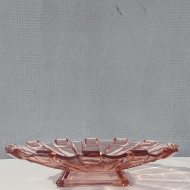 Vintage Serving Plate / Art Deco / Art Deco Serving Plate / Pink Glass Serving Plate / Europe / 1950's 