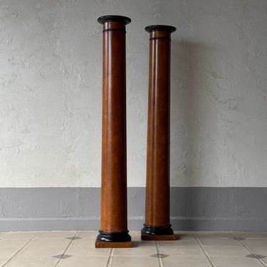 Pair of 19th C. Faux Painted Biedermeier & Ebonized Columns