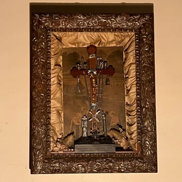 19th Century Indulgences Religious College with Dice and Skull Crossbones - Rare Antique 1800s Victorian Catholic Iconography - Exorcism 
