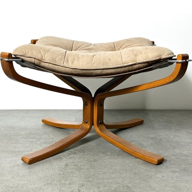 Vintage Leather Footstool Falcon Chair Ottoman by Sigurd Ressell for Vatne Mobler 1970s 